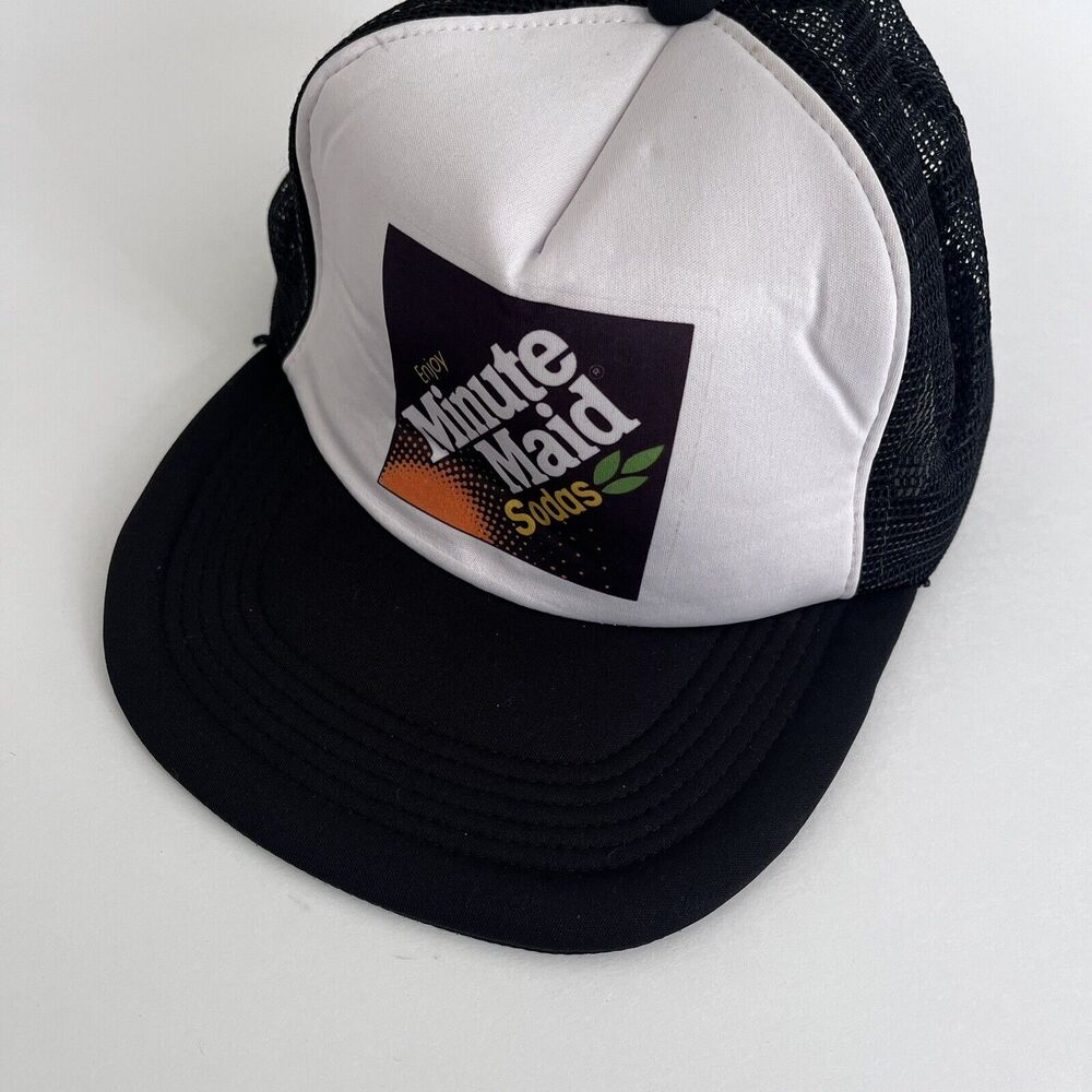 Vintage Minute Maid Orange Soda Black Mesh 90's Rare Snapback Trucker Cap Y2K